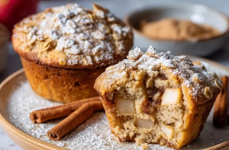 Apple cinnamon cottage cheese muffins fresh out of the oven