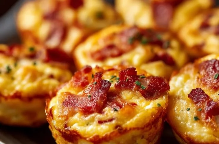 Bacon Cheddar Cottage Cheese Egg Bites served in a white bowl