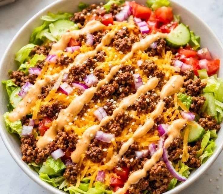 Delicious high-protein cheeseburger bowls ready for a busy weeknight dinner