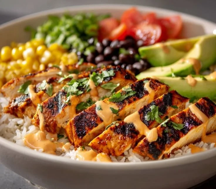 Delicious Chipotle Chicken Bowl with fresh ingredients and vibrant colors.