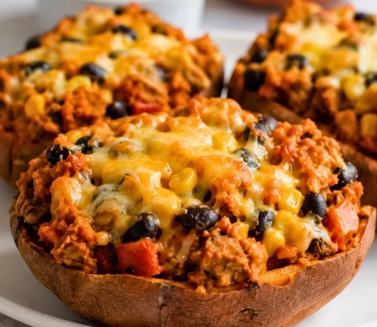 Delicious turkey stuffed sweet potatoes recipe with healthy ingredients