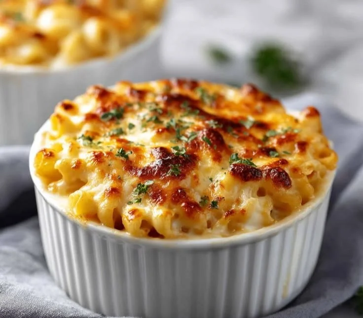 High protein cottage cheese mac and cheese served in a bowl