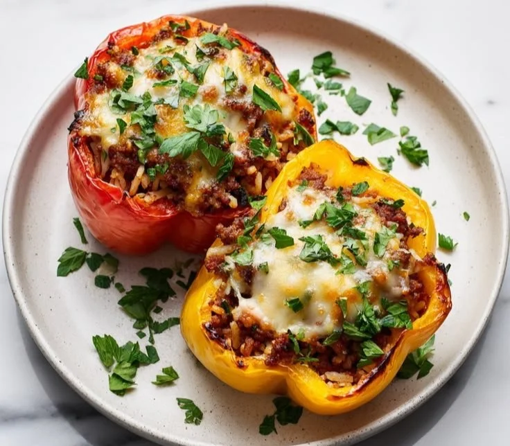 High-protein stuffed bell peppers filled with healthy ingredients