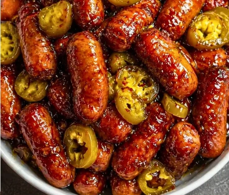 Cozy dish of Mississippi Lil Smokies served on a plate.