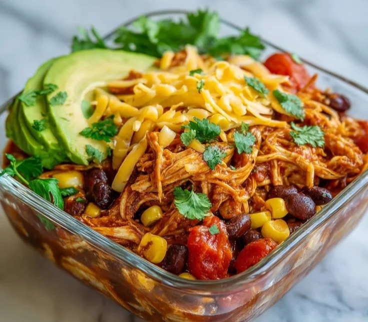 Delicious chicken enchilada bowls topped with fresh ingredients and spices