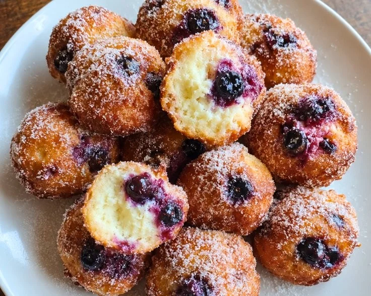 Delicious air fryer blueberry donut holes made with cottage cheese