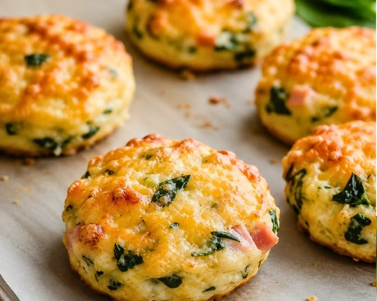 Protein-packed ham and cheese breakfast biscuits, perfect for a nutritious morning meal